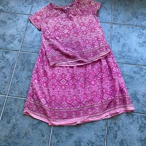 Vintage F.A. Chatta Boho Print Midi Skirt and Top